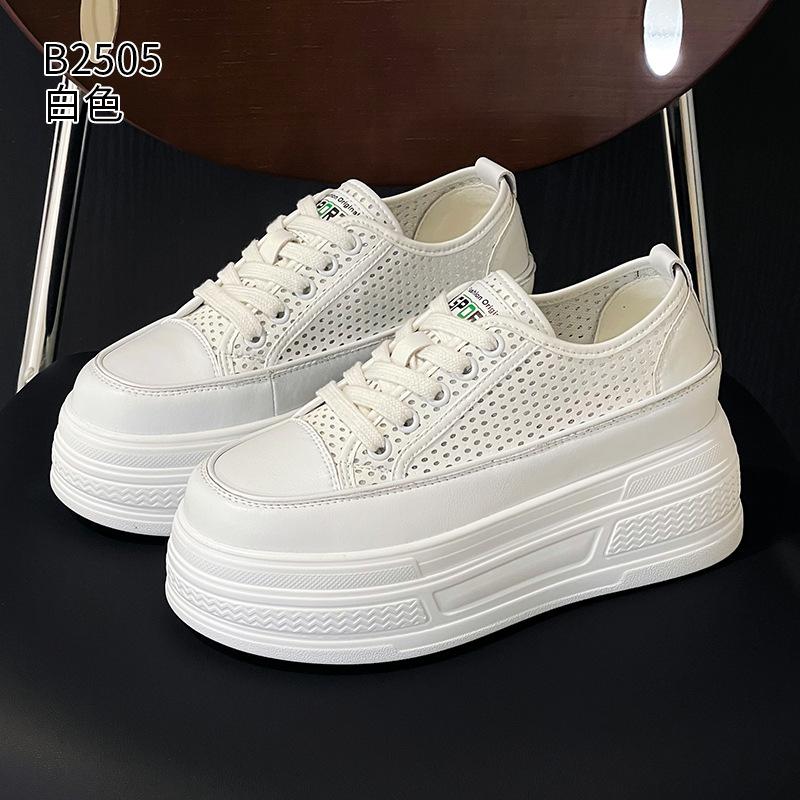 

Thick baseplate shoes summer new inner height increase small hole breathable sports and leisure shoes 34 белый