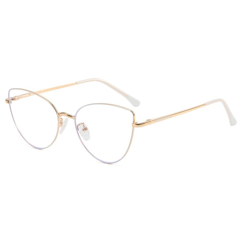 Fashion Cat Eye Anti-blue Light Glasses Women's Plain Thin Frame Glasses Metal Spring Legs Computer Eyewear use