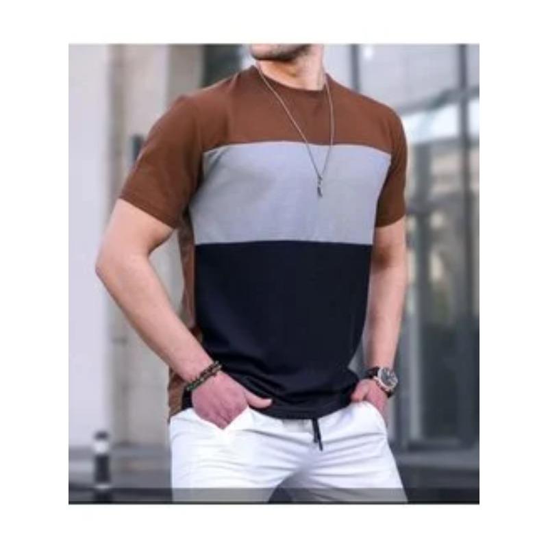 Men's Striped T-shirt Retro 3D Printed Short Sleeved Top T-shirt Men's Clothing