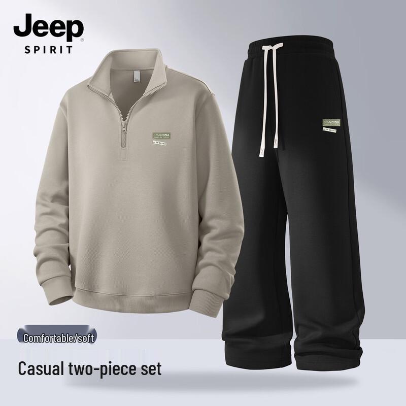 JEEP SPIRIT Men s Half-Zip Sweatshirt & Casual Sport Pants Set M