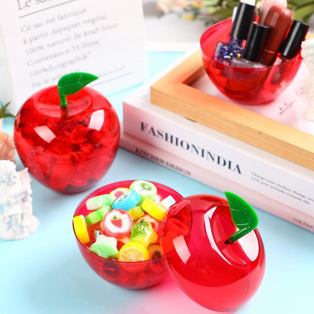 Tanlade Plastic Apple Container Valentine Apple Container Teacher Gifts Bulk Back To School Candy Holder Snow Party Apple Decorations for Valentine