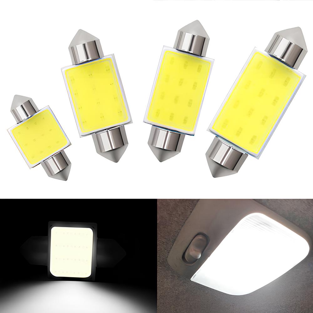2PCS White Cob 12Led Festoon Dome Lights Reading Lamp 31mm 36mm 39mm 41mm C5W C10W Auto Led Door Backup Bulb Tail Bulbs DC 12V Trunk