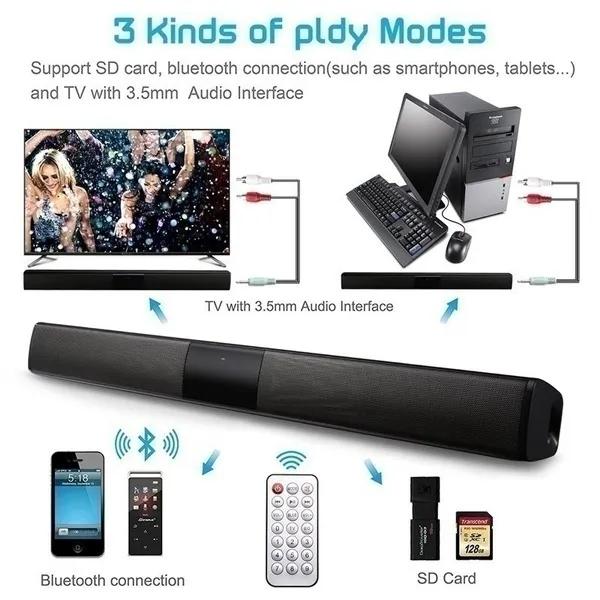 Neues Upgrade, 330/550 mm Fernbedienung, kabellose Bluetooth-Soundbar mit hoher Klangqualität, Hi-Fi-Stereo-Lautsprecher, Heimkino-TV, starke Bass-Soundbar