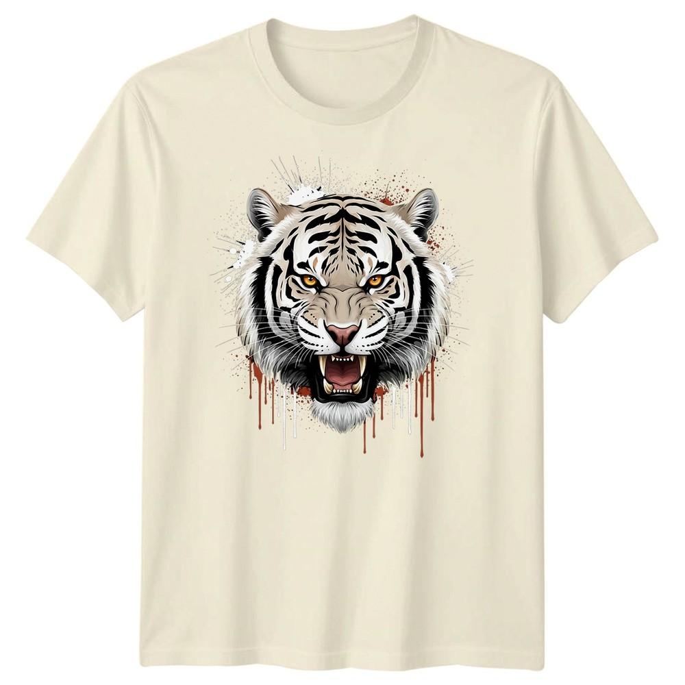 White Tiger Head Big Cats Animals Unisexs Tshirt Roaring Graphic Tee
