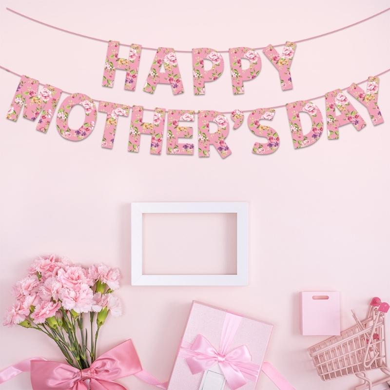 Happy Mother's Day Flag Mothers Day Party Decoration Bunting for Women Happy Mother's Day Celebration Flag Supplies