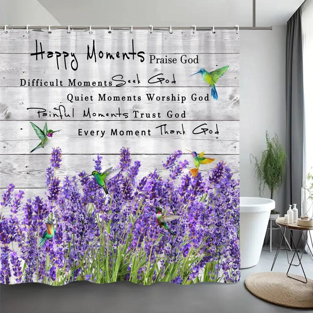 Lavender Shower Curtain Watercolour Art Painting Creative Polyester Bath Curtains Bathroom Decor With Hooks Bathroom Accessories