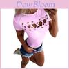 Trendy Sexy Ladies Women's Short Sleeve Cross Lace Up Bodycon Blouse Tops Slim T-shirt