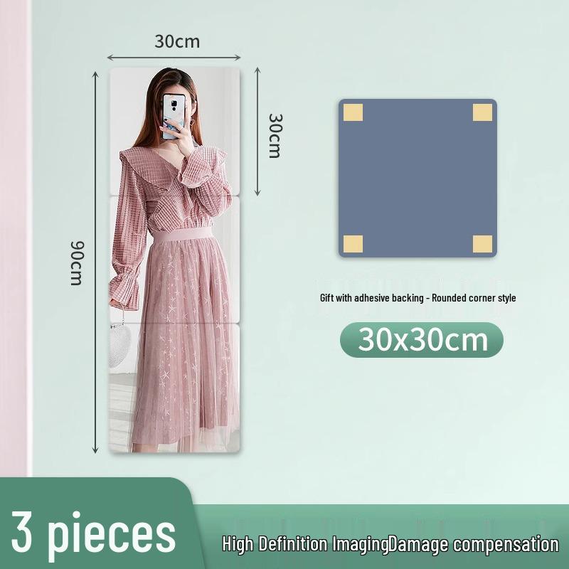 Acrylic Full Body Self-Adhesive Wall Mirror Sticker for Bathroom or Cabinet Door