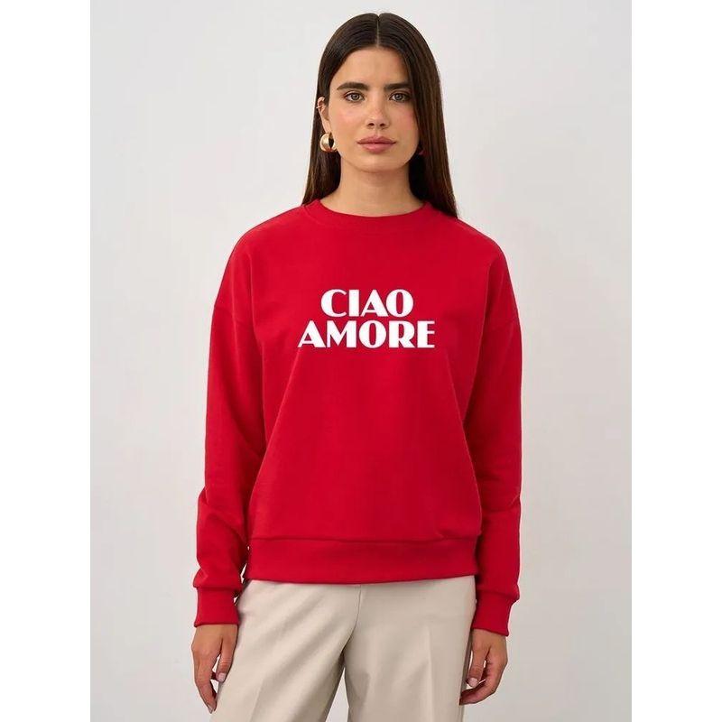 

Fashion Style New Fashion Casual Loose Letters Print round Neck Long Sleeves Sweatshirt Loose Printed Top Red (thin/thin) 3XL