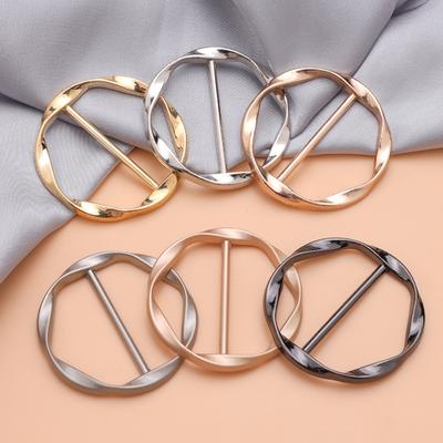 2PCS Fashion Metal Round Circle Clip Buckle Clothing Ring Wrap Holder Silk Scarf Ring Clip T-shirt Tie Clip Female Ornament Gift