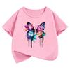 Retro Butterfly TShirt Printed T Shirt Girls Summer Spring Vintage Short Sleeve Tops TShirts Cute Girls Y2k Fashion Clothing