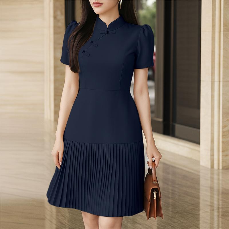 ZANZEA Kadın Günlük Yaka Yazlık Kısa Kollu Elbise