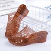 Summer Sandals Women's Crystal Plastic High-heeled Thick Soled Women's Sandals Slip-heeled Outdoor Anti-slip Versatile Sandals