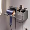 Punch-Free Hair Dryer Holder: Bathroom Storage & Organizer Shelf