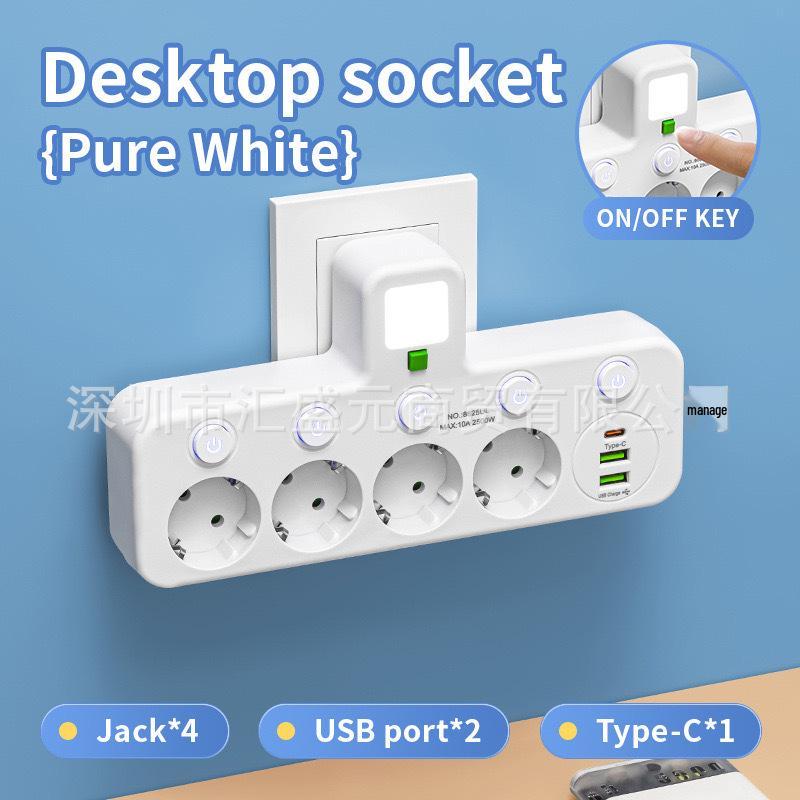 

Європейський багатофункціональний подовжувач з USB швидкою зарядкою та незалежними вимикачами