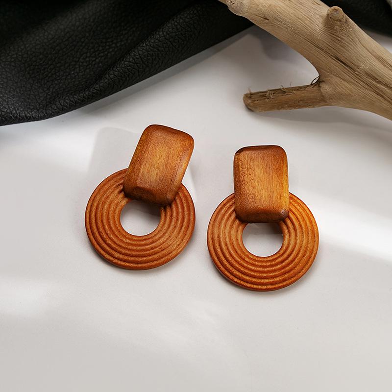 

Retro Bohemian Geometric Round Silver Needle Earrings
