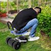 Sgabello da Giardino a Rotelle, Sedile da Lavoro con 4 Ruote, Carrello Sedile Stabile e Robusto, Altezza e Direzione Regolabili, Ginocchiere per Giardinaggio