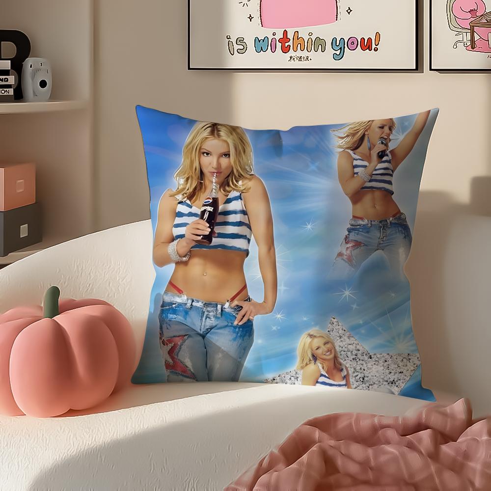 Pop Superstar BBritney Spears Cushion Cover Pillowcase Short Plush Invisible Zipper Room Sofa Cushion Cover