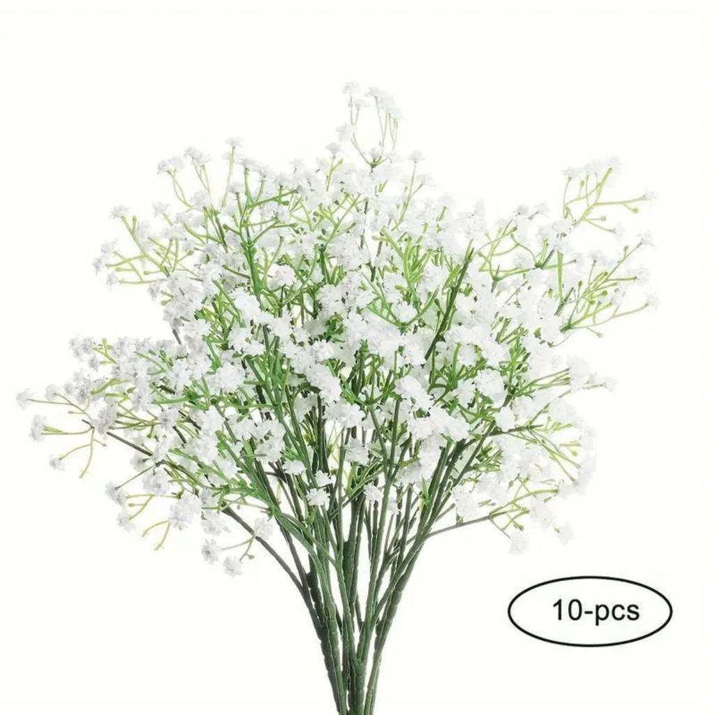 10pcs Artificial Gypsophila Fillis Silk Bouquet, Family Wedding Party Home Decoration, Mother's Day Gift