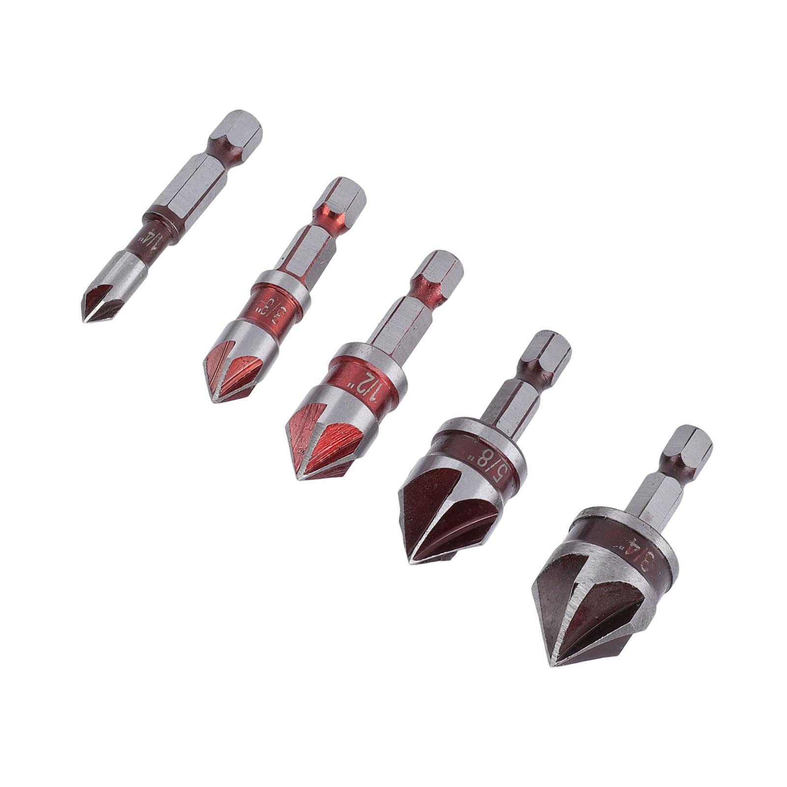 

5Pcs 5 Flute Countersink Drill Bit Set Cobalt M35 85 Degree Chamfer Tool 1Celsius4in 3Celsius8in 1Celsius2in 5Celsius8in 3Celsius4in High Car