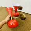 Shiny Red Wall Sconce Pair 1950s Mid Century Brass Italian Diabolo Wall Sconce Light Fixture 2 Bulb Pair