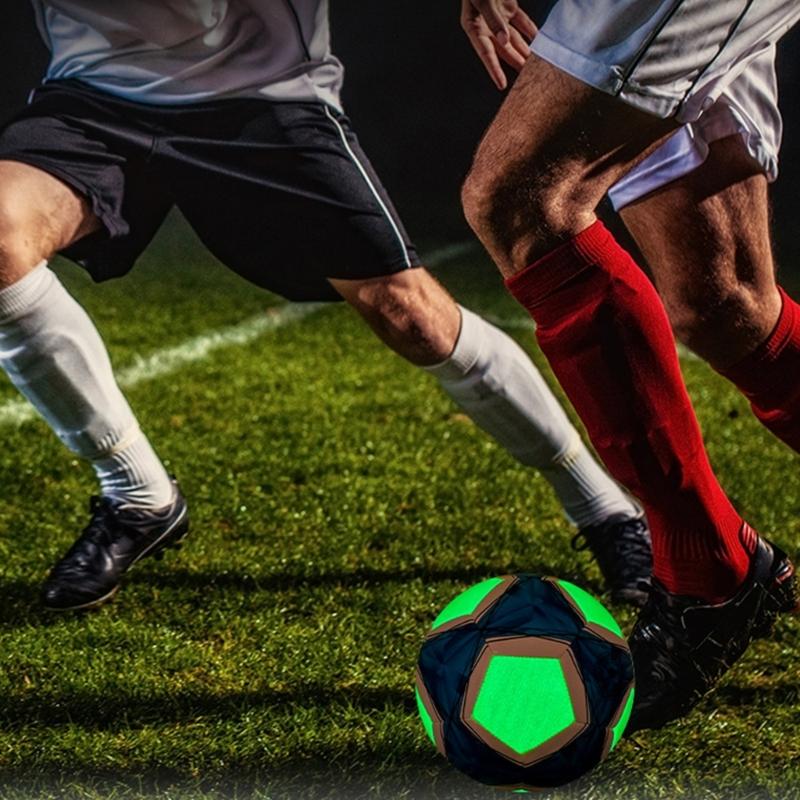 Glowing Soccer Football for Night Game, Size 4/5 Glowing in Dark Football for Adults and Youth Sports Light Up Football