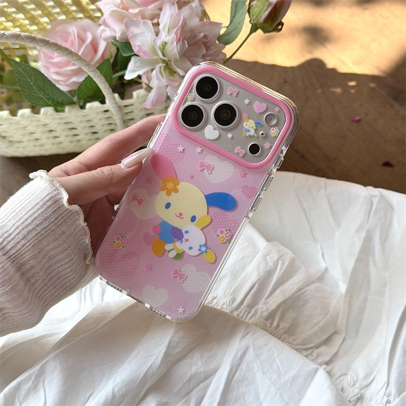 Pink Heart Rainbow Rabbit Stand for iPhone 17/16 Pro Max/15 Pro Case