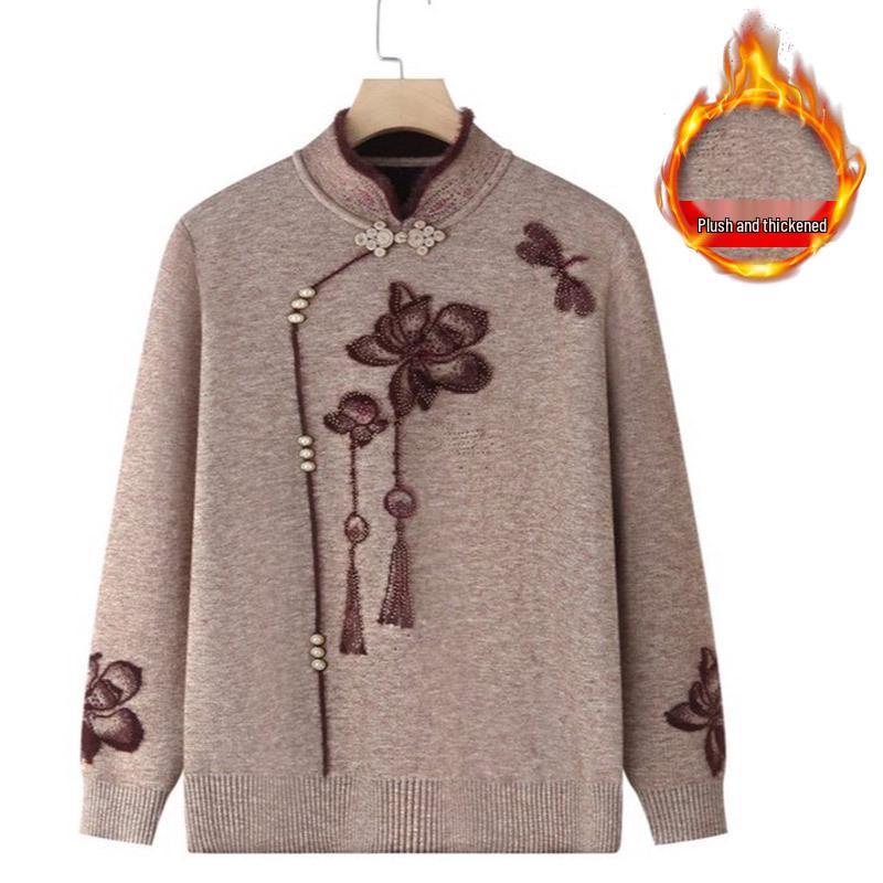 Damen Herbst/Winter Strickpullover - Gemütliche Samtgefütterte Strickjacke für Mütter