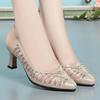 Fashion Block Heel Pointed Toe Rhinestone Diamond Ladies Pumps Chunky Heels Women's Shoes with Medium Crystals Square Non Slip Stylish