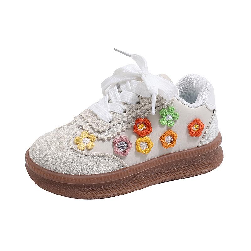 Girls Floral Casual Sneakers Breathable Spring Autumn Comfortable Lightweight Sports Shoes For Kids
