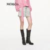 MO&Co. Washed Denim Short Skirt with Belt