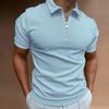 Abbigliamento Uomo Estate Moda Manica Corta Sportivo Strisce Zip Polo