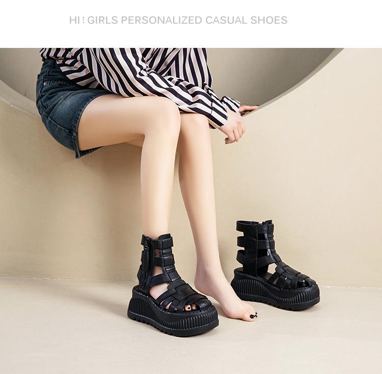 2025 Summer Women’s Versatile High Heel Wedge Sandals - Genuine Leather Peep Toe