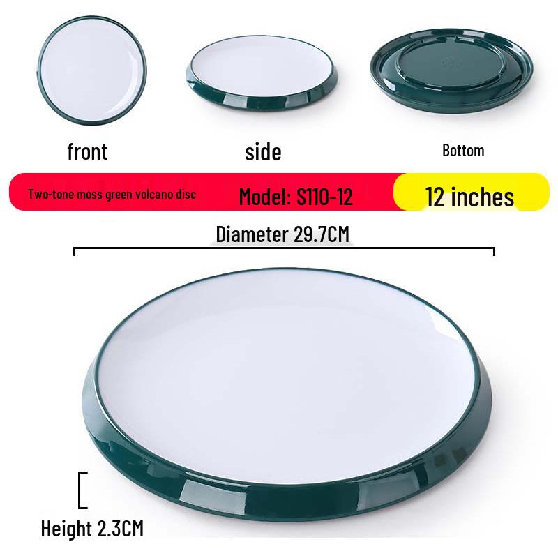 Nordic Round Melamine Shallow Plate for Buffets and Stir-Fry Dishes