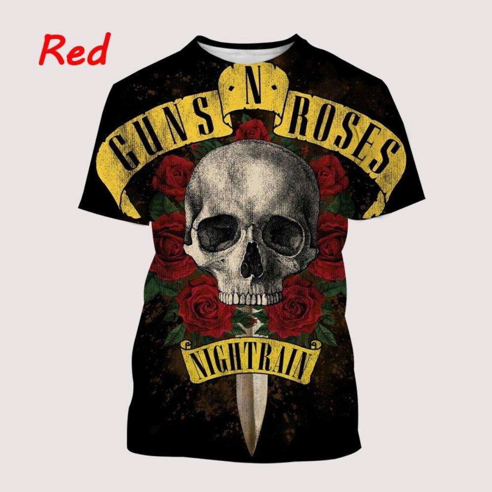 Summer Trendy Casual Guns N'Roses 3D Printed Men's Round Neck Short Sleeved Top T-shirt