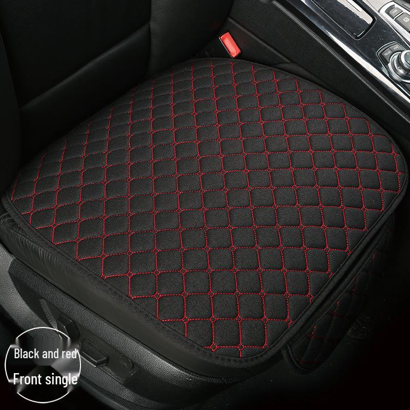 Linen Universal Car Seat Cushion Set - Three-Piece, Four-Season, Suitable for Five-Seater Cars