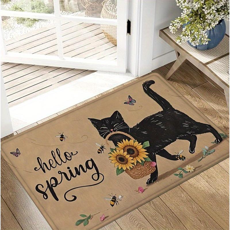 1pc of Floral Cat Doormat, a Non-Slip Welcome Mat for The Entrance, with a 1.2 Cm Thick Plush Surface, Suitable for Indoor Use at The Entrance, Kitche