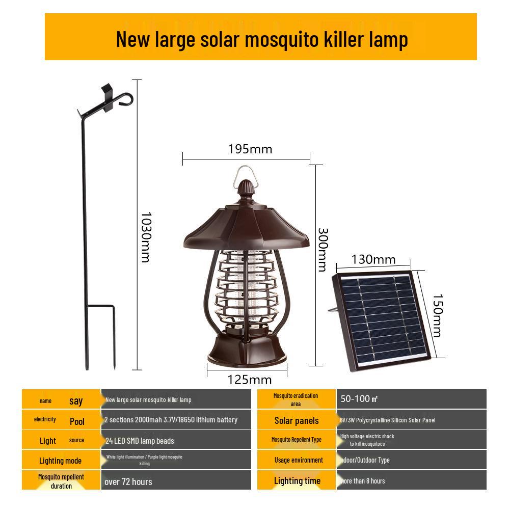 Waterproof Solar Electric Mosquito Killer Lamp for Outdoor Garden Use