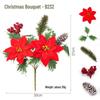 Artificial Christmas Bouquet with Pine Cones, Poinsettias, and Pine Needles for Home Decoration