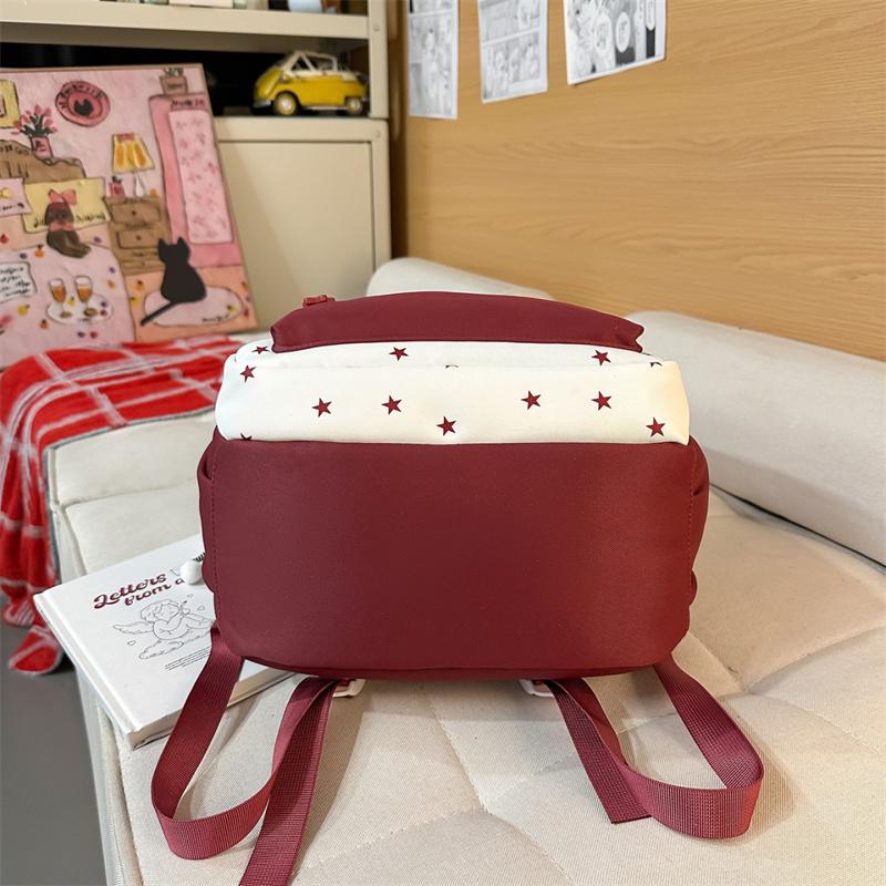 Star Print Women's Backpack Color Block Student Schoolbag Travel Backpack