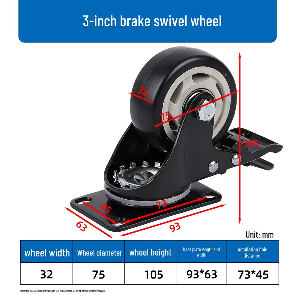 Gold Diamond Furniture Casters: 1.5-3 Inch Swivel Wheels with Threaded Stem, Brake, and Double Bearing Pulley.