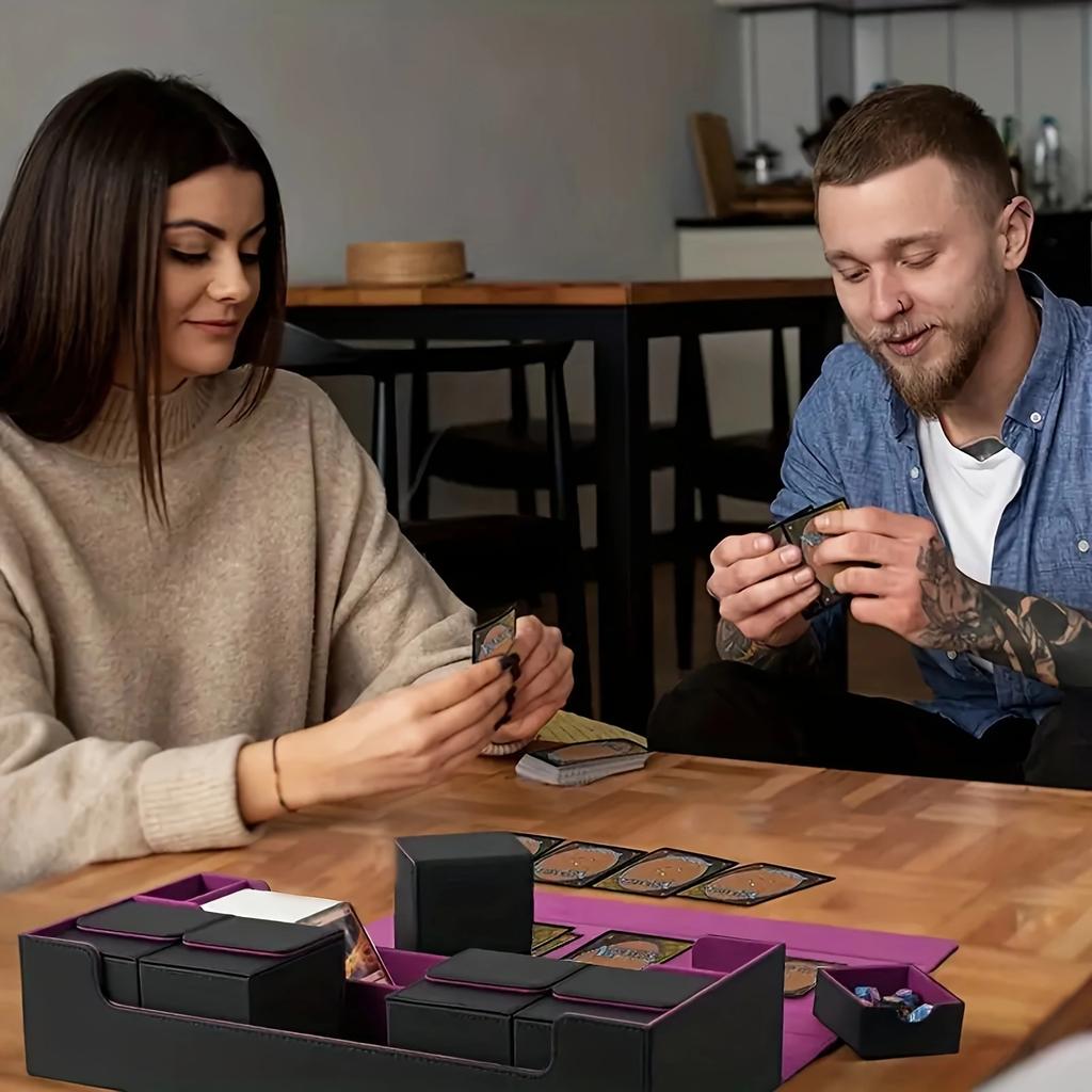 Card Storage Box TCG Deck Case with 5 Decks Card Box,holds up to 1200+ Single Sleeved Cards for and TCG Trading Cards