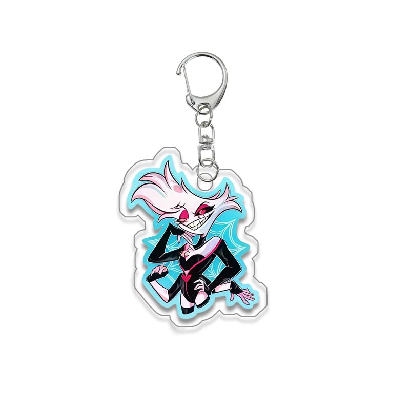 Anime for Hazbin Hotel Angel Dust Alastor Husk Charlie Morningstar Vaggie Acrylic Keychain Backpack Pendant Key Ring Decoration