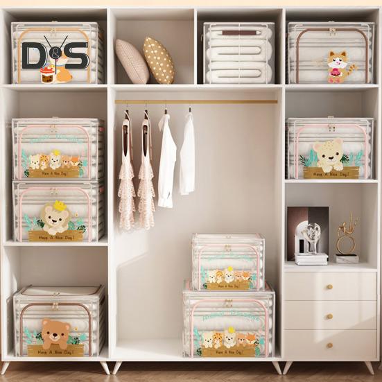 Large Storage Box with Handle Transparent Design Zipper Closure Multi-Function Home Quilt Storage Bag Blanket Clothing Organizer