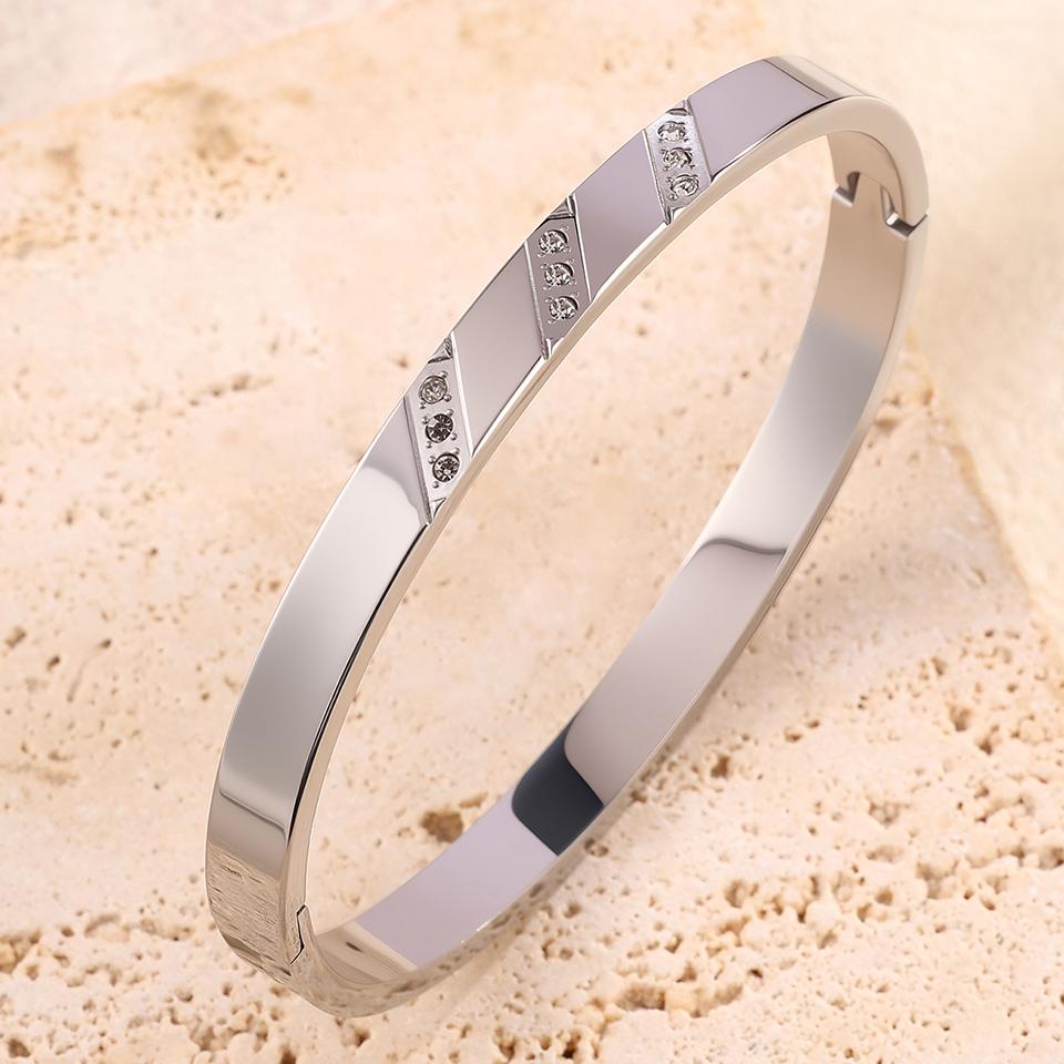ZAKOL 5/1pcs Stainless Steel Bracelet With Shiny Zircon High-end Fashion Stacking Jewelry Birthday Party Gift for Women