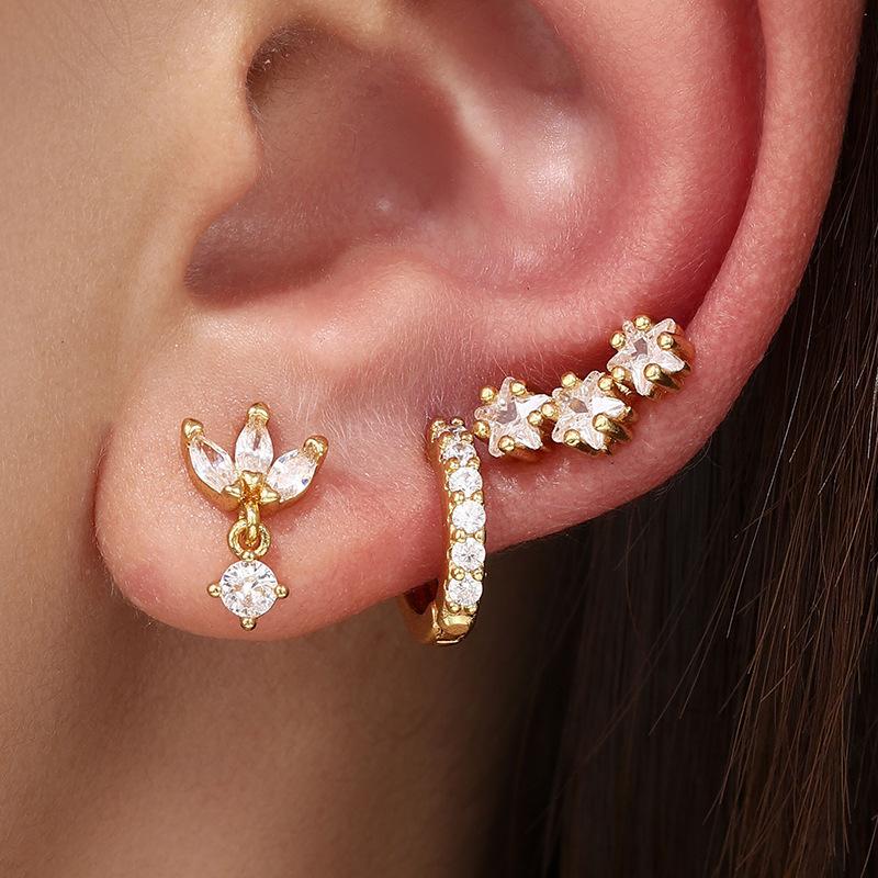 New Arrivals Leaderboard Women's Fashion Loop Single Ear Set Earrings European and American Style Fashionable Women's Copper Stud Earrings