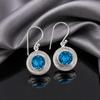 Swiss Blue Topaz Gemstone 925 Sterling Silver Handmade Jewelry Drop/Dangle Earrings 1.40" For Anniversary Gift EE-4-4