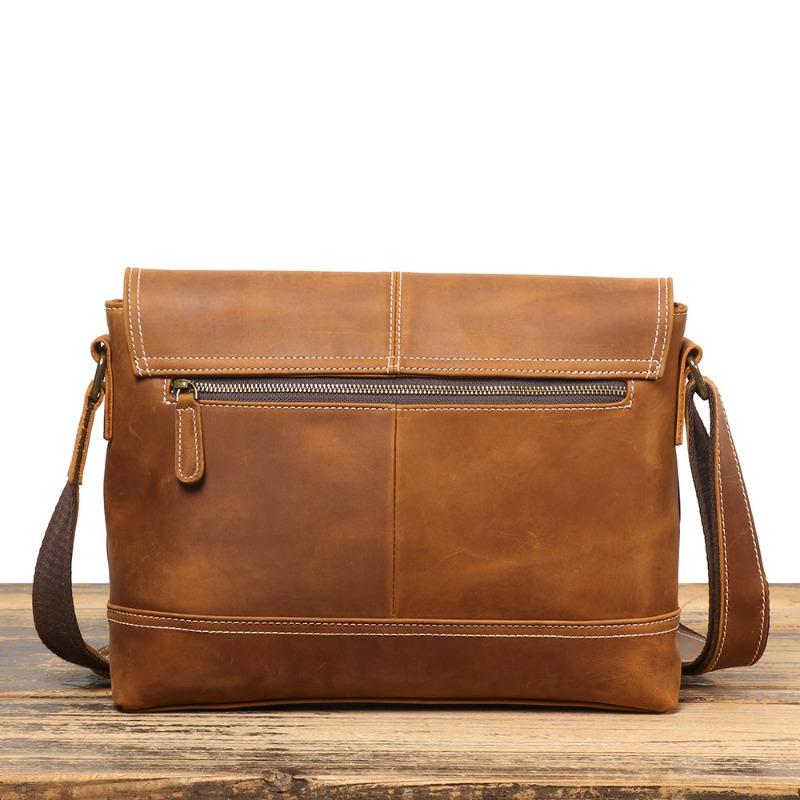 New Crazy Horse Leather Men's Bag Women's Leather Crossbody Bag Retro Old Men's Shoulder Bag