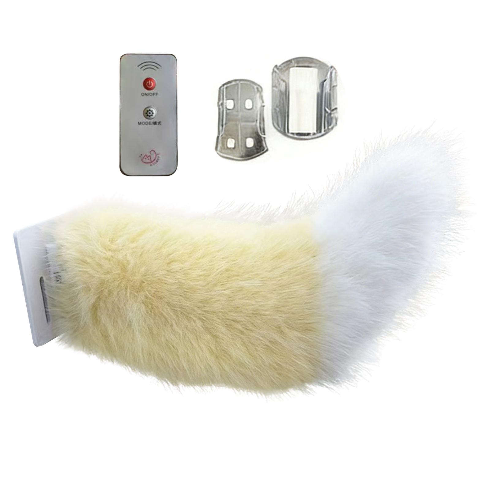 Remote Control Electric Car Tail with Colorful Lighting Fuzzy Wagging Moving Tail for Auto Trunk Charm Cosplay Accessory Yellow