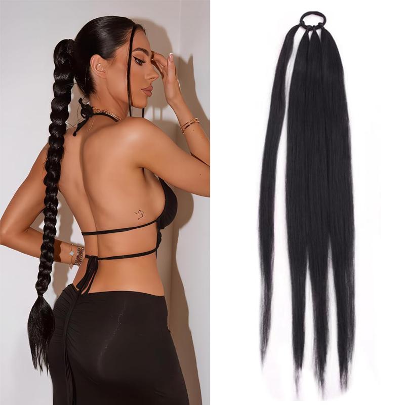 

Длинное плетеное наращивание-хвост с резинкой Пушистая накладка-коса DIY Термостойкое синтетическое для свадеб, вечеринок и фестивалей